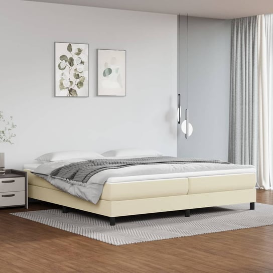 vidaXL Rama łóżka, kremowe, 200x200 cm, sztuczna skóra vidaXL