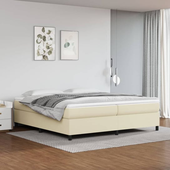 vidaXL Rama łóżka, kremowe, 200x200 cm, sztuczna skóra vidaXL