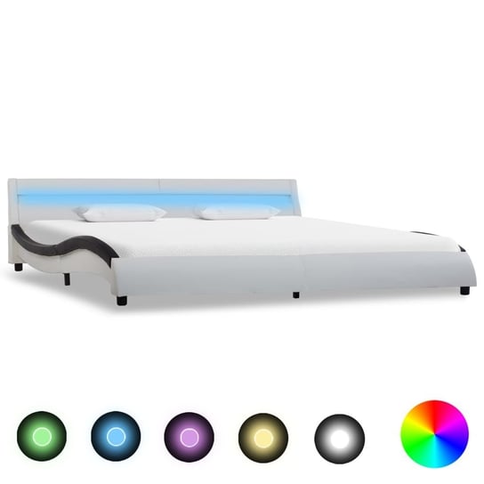 vidaXL Rama łóżka LED, biało-czarna, sztuczna skóra, 180 x 200 cm vidaXL