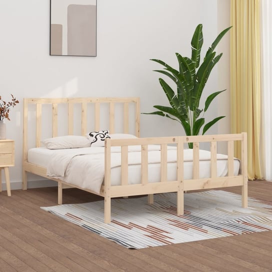 vidaXL Rama łóżka, lite drewno, 135x190 cm, podwójna vidaXL