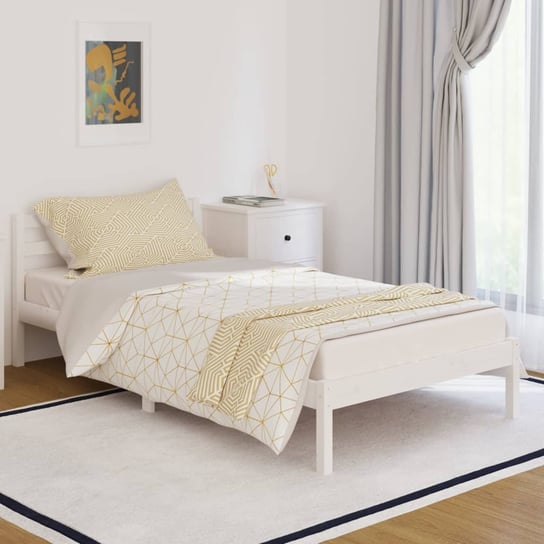 vidaXL Rama łóżka, lite drewno sosnowe, 100x200 cm, białe vidaXL