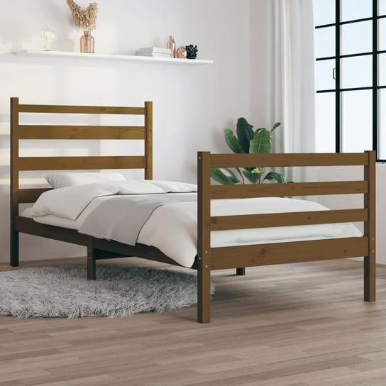 vidaXL Rama łóżka, lite drewno sosnowe, 100x200 cm, miodowy brąz vidaXL