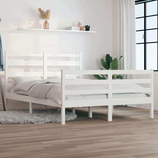 vidaXL Rama łóżka, lite drewno sosnowe, 120 x 200 cm, biała vidaXL