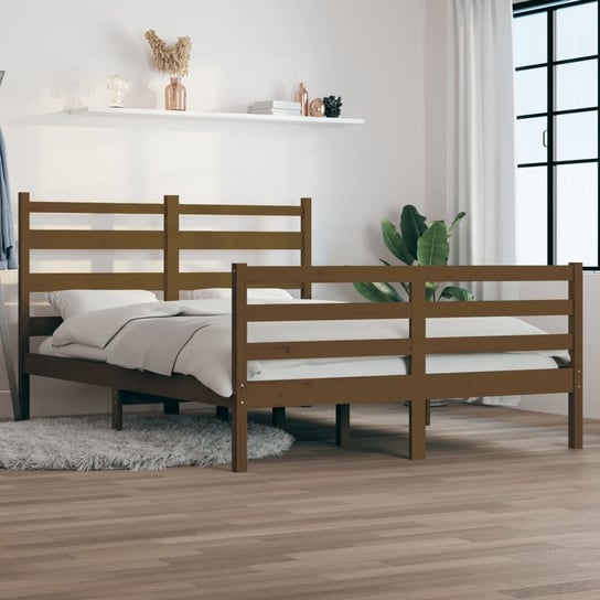 vidaXL Rama łóżka, lite drewno sosnowe, 120 x 200 cm, miodowy brąz vidaXL