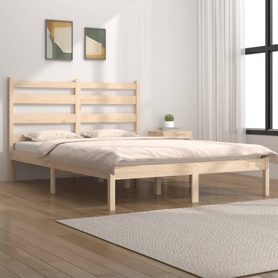 vidaXL Rama łóżka, lite drewno sosnowe, 135x190 cm, podwójna vidaXL