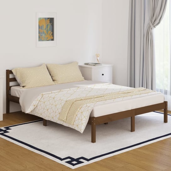 vidaXL Rama łóżka, lite drewno sosnowe, 140 x 200 cm, miodowy brąz vidaXL