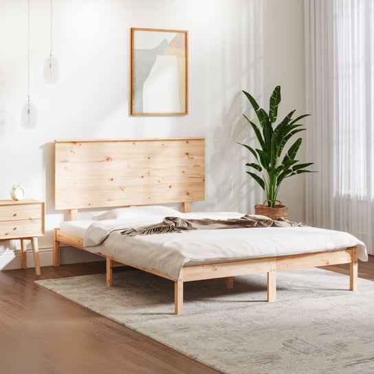 vidaXL Rama łóżka, lite drewno sosnowe, 140x190 cm vidaXL