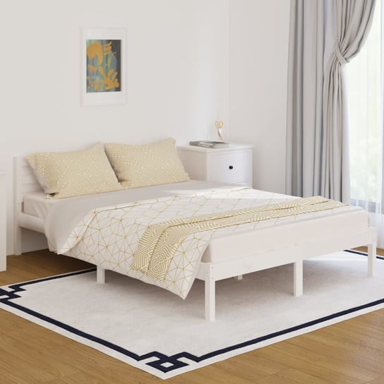 vidaXL Rama łóżka, lite drewno sosnowe, 140x200 cm, białe vidaXL