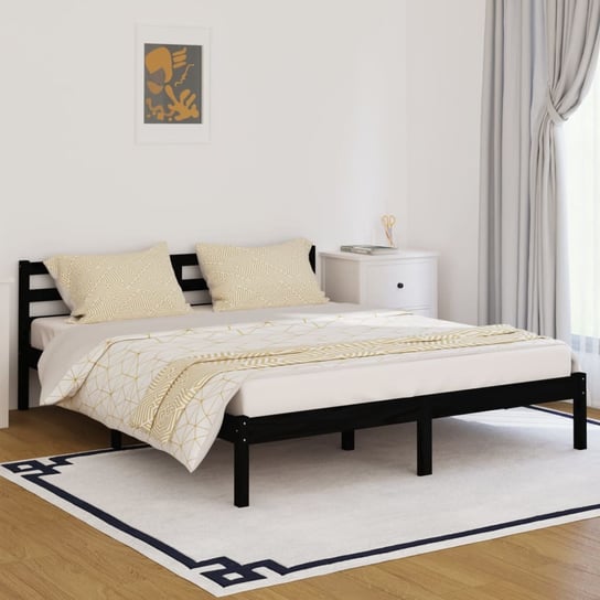 vidaXL Rama łóżka, lite drewno sosnowe, 160 x 200 cm, czarna vidaXL