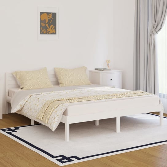 vidaXL Rama łóżka, lite drewno sosnowe, 160x200 cm, białe vidaXL