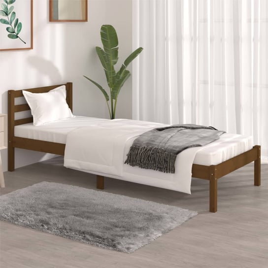 vidaXL Rama łóżka, lite drewno sosnowe, 75x190 cm, brązowa, pojedyncza EH Excellent Houseware