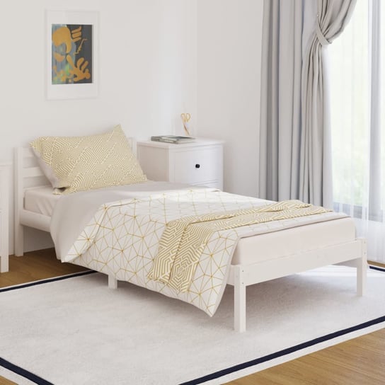 vidaXL Rama łóżka, lite drewno sosnowe, 90x200 cm, białe vidaXL