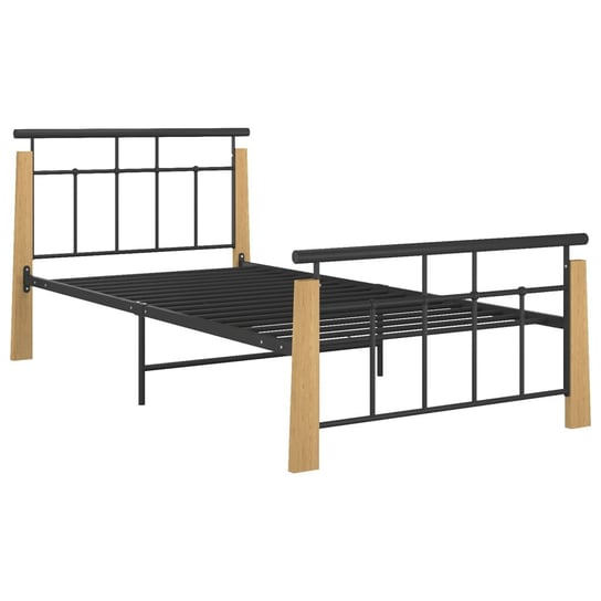vidaXL Rama łóżka, metal i lite drewno dębowe, 100x200 cm vidaXL