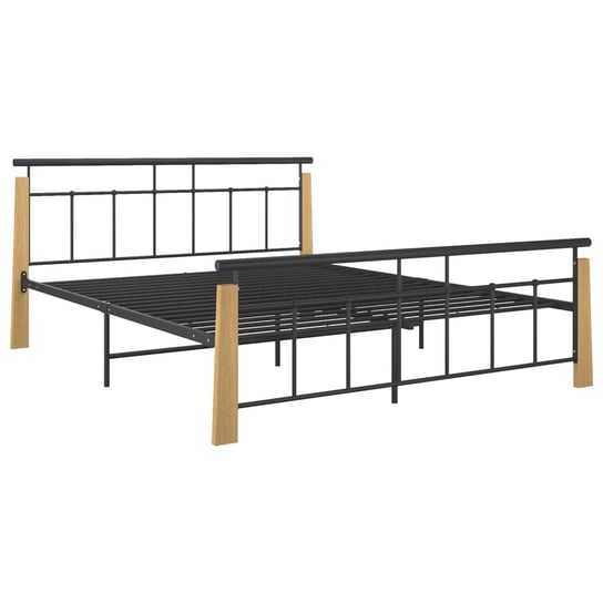 vidaXL Rama łóżka, metal i lite drewno dębowe, 160x200 cm vidaXL