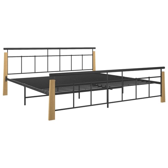 vidaXL Rama łóżka, metal i lite drewno dębowe, 200x200 cm vidaXL