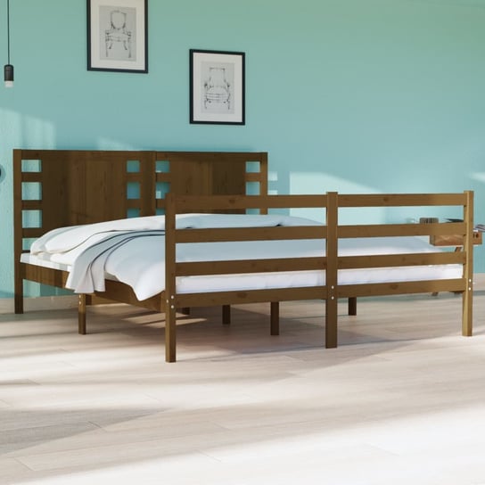 vidaXL Rama łóżka, miodowa, lite drewno sosnowe, 135x190 cm, podwójna vidaXL
