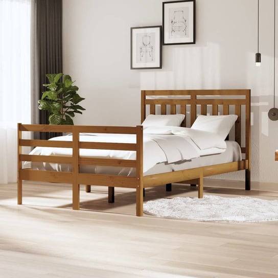vidaXL Rama łóżka, miodowy brąz, 120x190 cm, lite drewno vidaXL