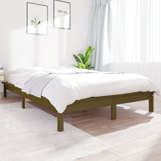 vidaXL Rama łóżka, miodowy brąz, 135x190 cm, lite drewno sosnowe vidaXL