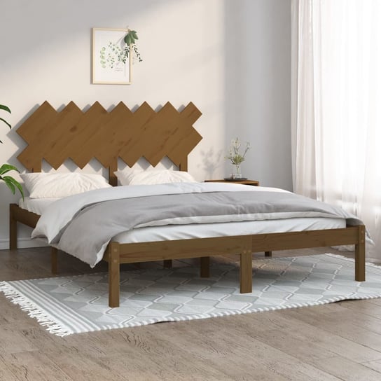 vidaXL Rama łóżka, miodowy brąz, 140x200 cm, lite drewno vidaXL