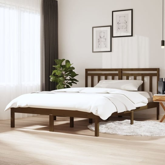vidaXL Rama łóżka, miodowy brąz, 150x200 cm, lite drewno vidaXL