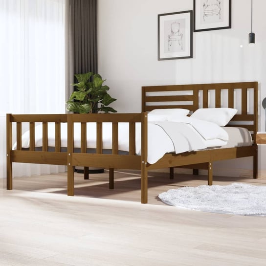 vidaXL Rama łóżka, miodowy brąz, 150x200 cm, lite drewno vidaXL
