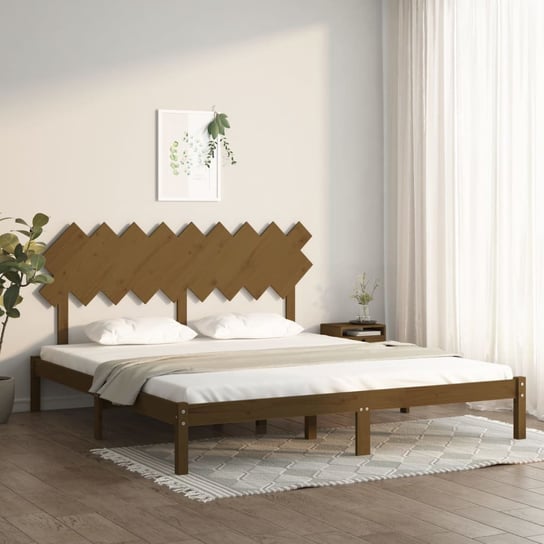 vidaXL Rama łóżka, miodowy brąz, 180x200 cm, Super King, lite drewno vidaXL