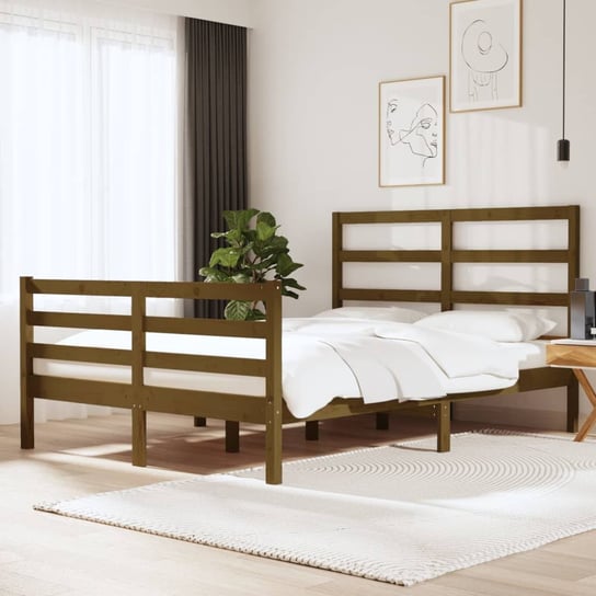 vidaXL Rama łóżka, miodowy brąz, drewno sosnowe, 135x190 cm, podwójna vidaXL
