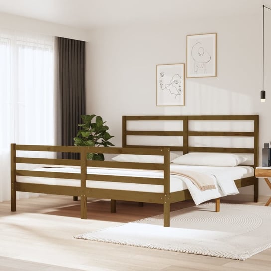 vidaXL Rama łóżka, miodowy brąz, drewno sosnowe, 180x200cm, Super King vidaXL