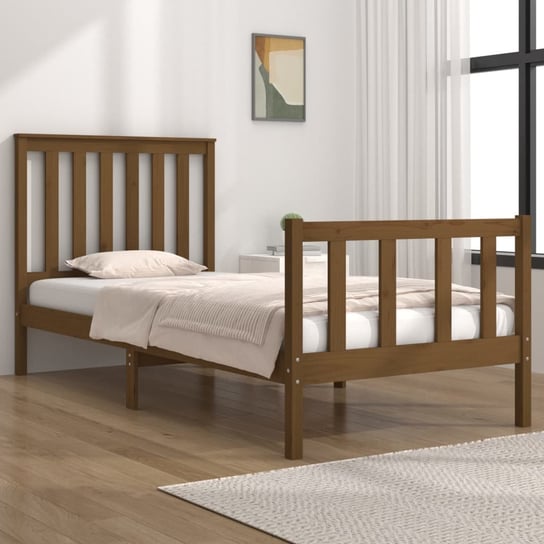 vidaXL Rama łóżka, miodowy brąz, drewno sosnowe, 75x190 cm, pojedyncza vidaXL
