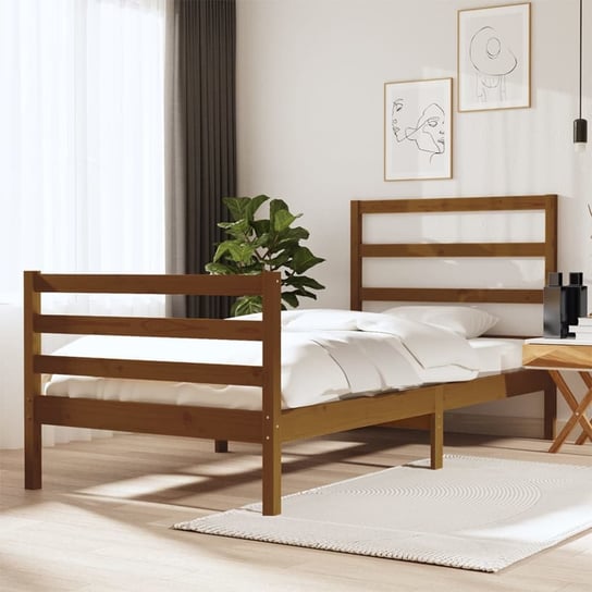 vidaXL Rama łóżka, miodowy brąz, drewno sosnowe, 75x190 cm, pojedyncza vidaXL