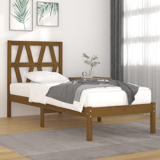 vidaXL Rama łóżka, miodowy brąz, drewno sosnowe, 90x190 cm, pojedyncza vidaXL