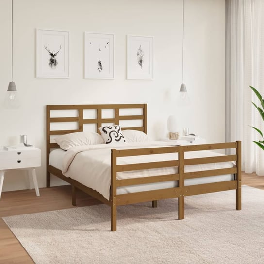 vidaXL Rama łóżka, miodowy brąz, lite drewno, 120x190 cm, podwójna vidaXL