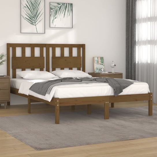 vidaXL Rama łóżka, miodowy brąz, lite drewno, 120x190 cm, podwójna vidaXL