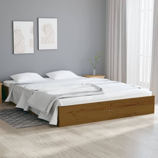 vidaXL Rama łóżka, miodowy brąz, lite drewno, 140 x 190 cm vidaXL