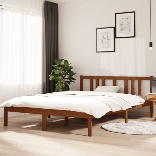 vidaXL Rama łóżka, miodowy brąz, lite drewno, 140 x 200 cm vidaXL