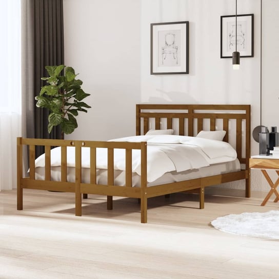 vidaXL Rama łóżka, miodowy brąz, lite drewno, 140x190 cm vidaXL