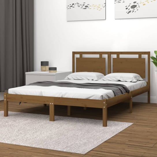 vidaXL Rama łóżka, miodowy brąz, lite drewno, 150x200 cm vidaXL
