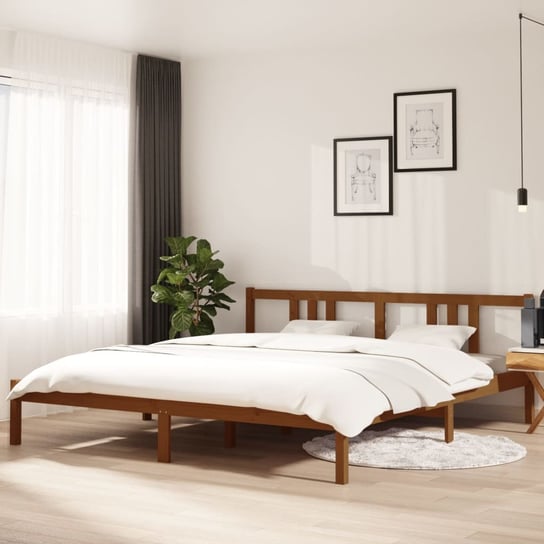 vidaXL Rama łóżka, miodowy brąz, lite drewno, 180x200 cm vidaXL