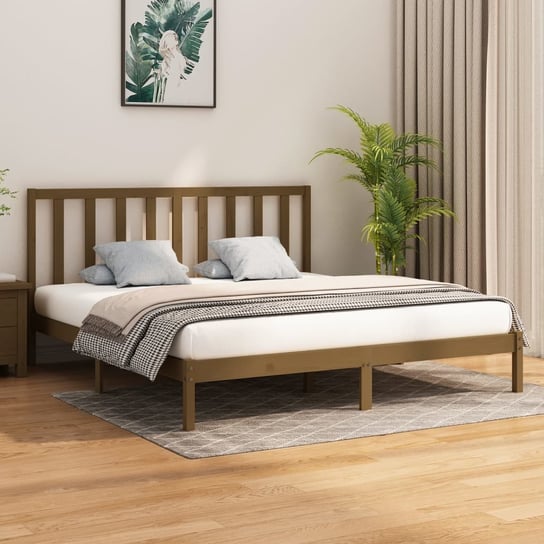 vidaXL Rama łóżka, miodowy brąz, lite drewno, 180x200 cm, Super King vidaXL