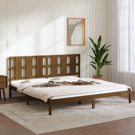 vidaXL Rama łóżka, miodowy brąz, lite drewno, 180x200 cm, Super King vidaXL