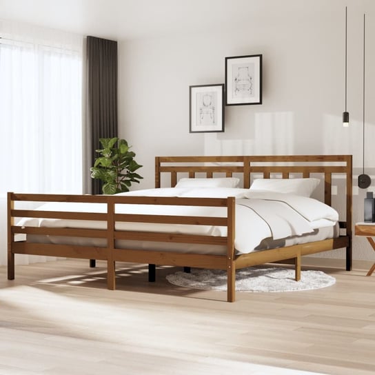 vidaXL Rama łóżka, miodowy brąz, lite drewno, 200 x 200 cm vidaXL