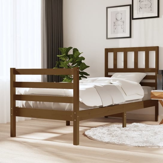 vidaXL Rama łóżka, miodowy brąz, lite drewno, 75x190 cm, 2FT6 vidaXL
