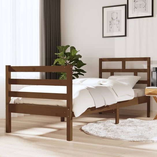 vidaXL Rama łóżka, miodowy brąz, lite drewno, 75x190 cm, 2FT6 vidaXL