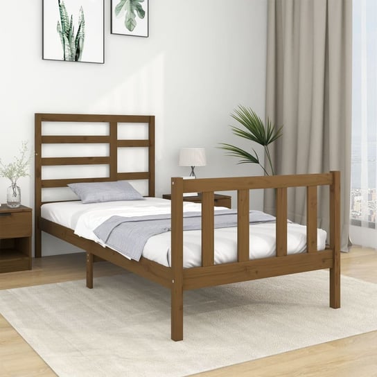 vidaXL Rama łóżka, miodowy brąz, lite drewno, 75x190 cm, pojedyncza vidaXL