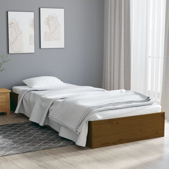 vidaXL Rama łóżka, miodowy brąz, lite drewno, 75x190 cm, pojedyncza vidaXL