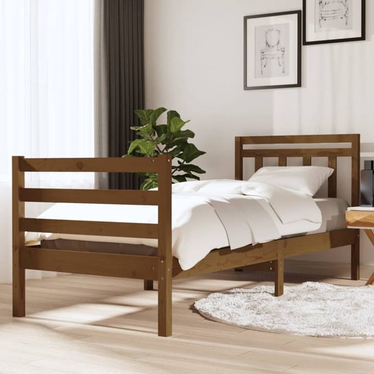 vidaXL Rama łóżka, miodowy brąz, lite drewno, 90x190 cm, 3FT vidaXL