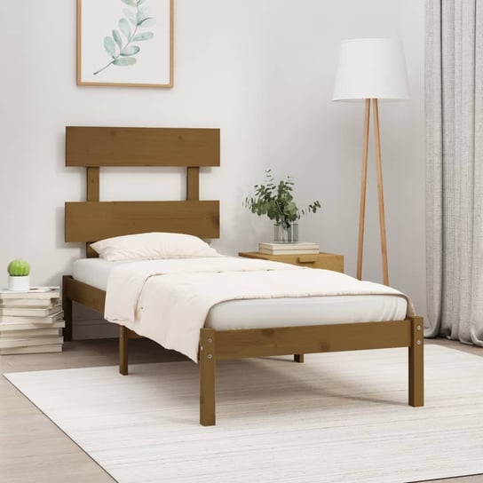 vidaXL Rama łóżka, miodowy brąz, lite drewno,90x190 cm,3FT6 pojedyncza vidaXL