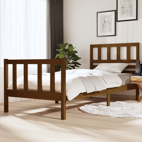 vidaXL Rama łóżka, miodowy brąz, lite drewno, 90x200 cm vidaXL