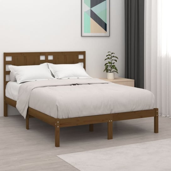 vidaXL Rama łóżka, miodowy brąz, lite drewno sosnowe, 140 x 190 cm vidaXL