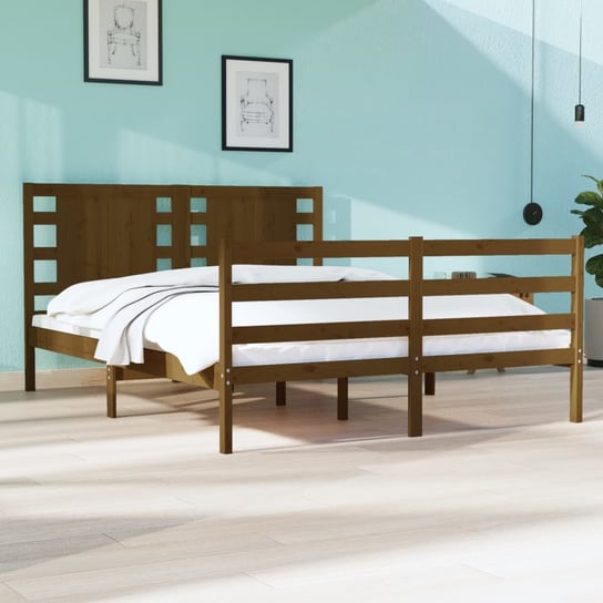 vidaXL Rama łóżka, miodowy brąz, lite drewno sosnowe, 140 x 200 cm vidaXL